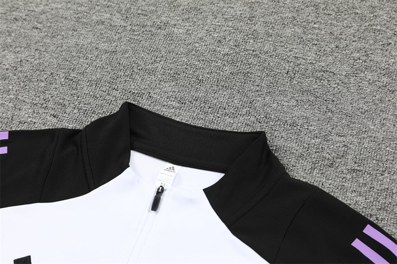 2025 Germany White And Black 1/4 Zip Tracksuit