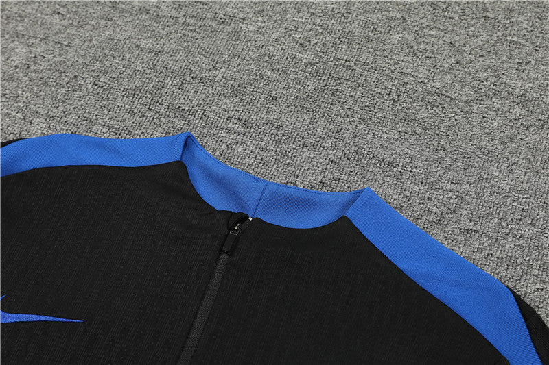 2025 Netherlands Black And Blue 1/4 Zip Tracksuit