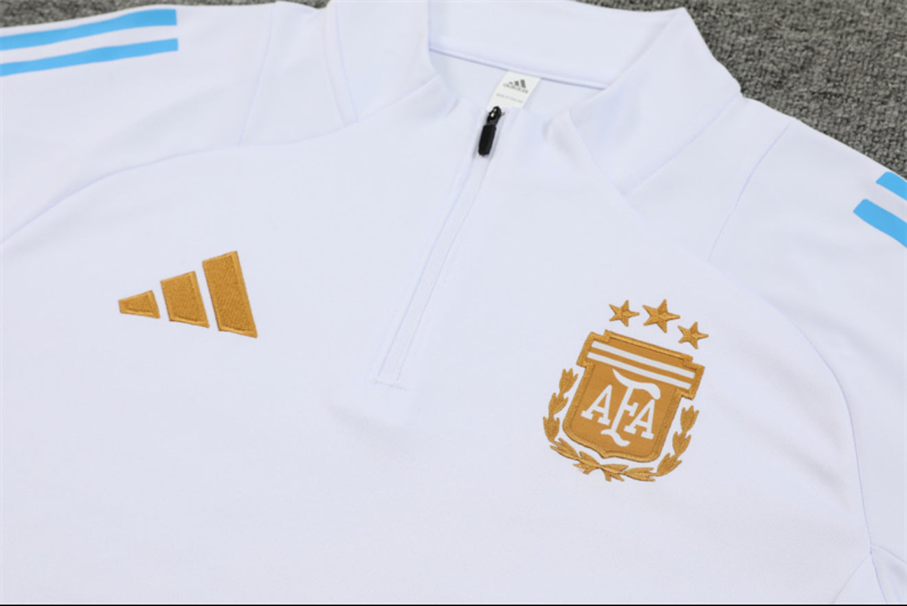 2025 Argentina White And Black 1/4 Zip Tracksuit