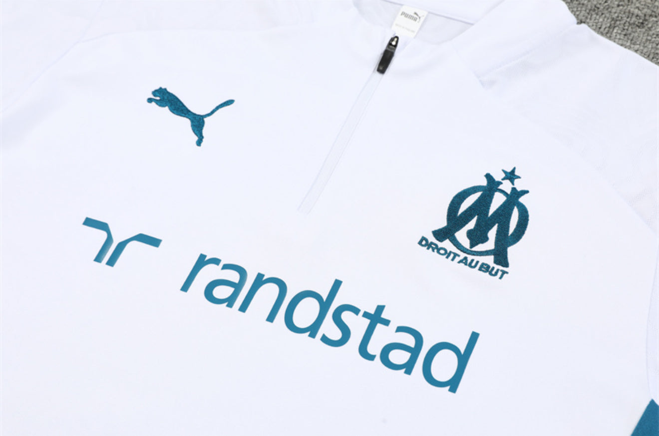 24/25 Marseille White And Blue 1/4 Zip Tracksuit