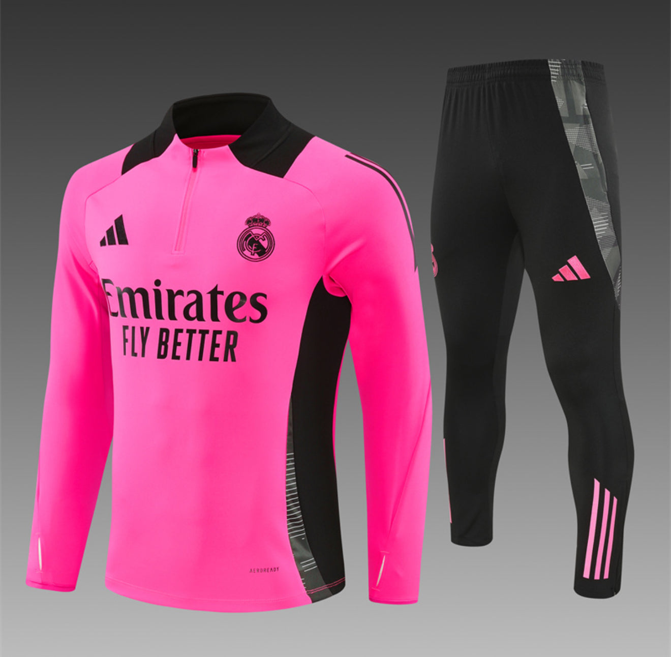 24/25 Real Madrid Pink 1/4 Zip Tracksuit