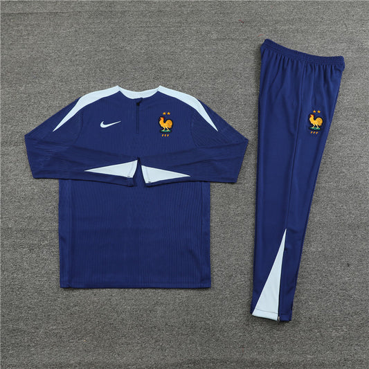 2025 France Dark Blue 1/4 Zip Tracksuit