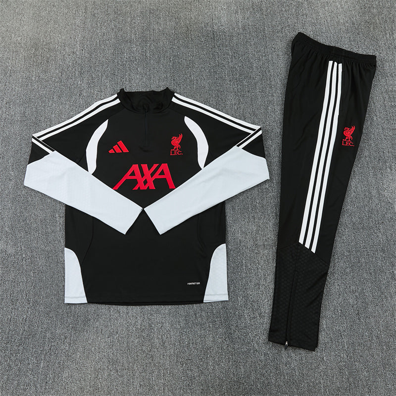 Liverpool Black 1/4 Zip Tracksuit