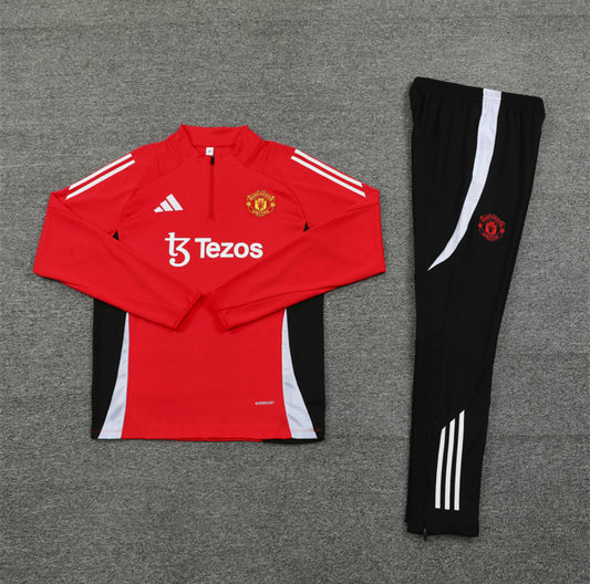 24/25 Manchester United Red 1/4 Zip Tracksuit