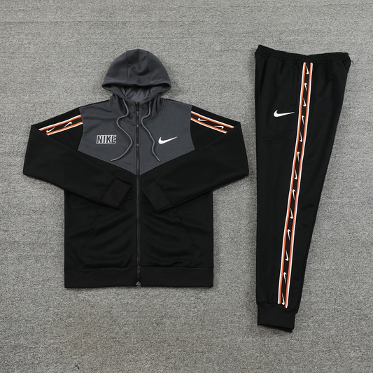 Nike Repeat Orange And Grey Hooded Tracksuit