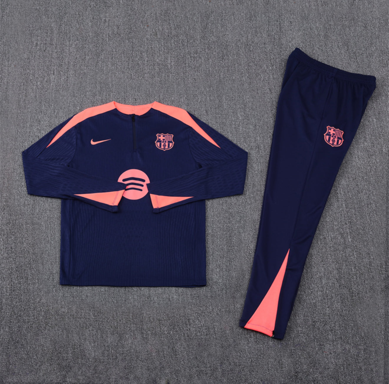 24/25 FC Barcelona Navy And Orange 1/4 Zip Tracksuit