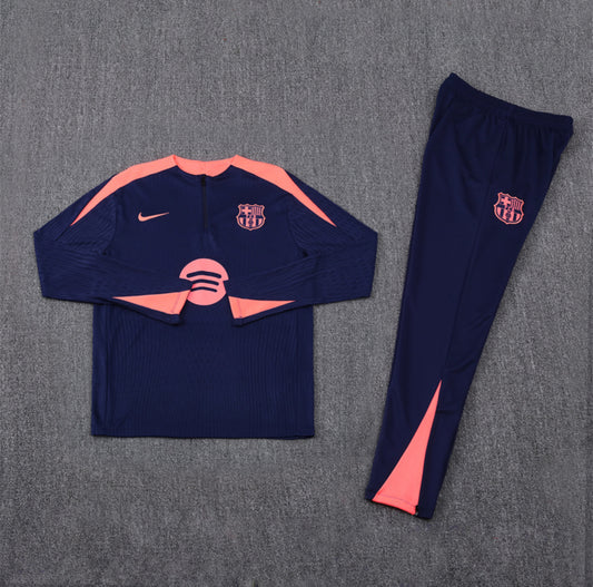 24/25 FC Barcelona Navy And Orange 1/4 Zip Tracksuit