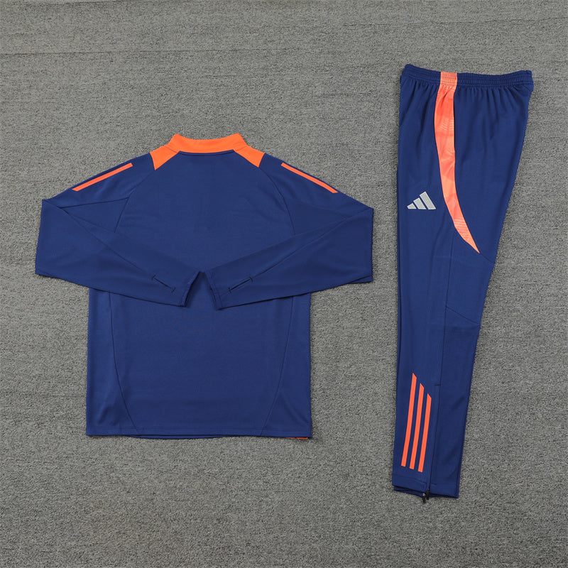 24/25 Manchester United Blue And Orange 1/4 Zip Tracksuit