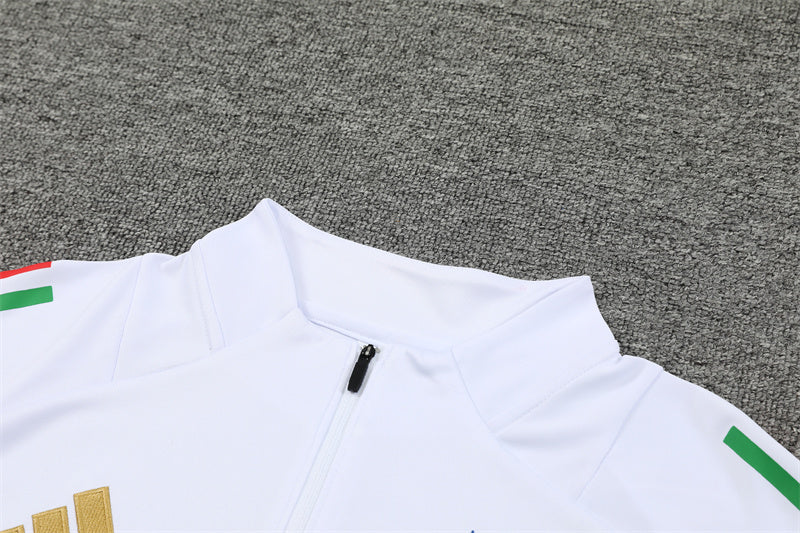 2025 Italy White And Blue 1/4 Zip Tracksuit