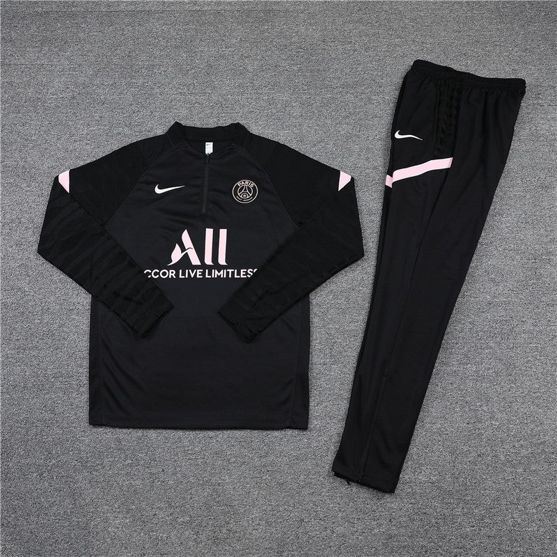 21/22 PSG Black and Pink 1/4 Zip Tracksuit