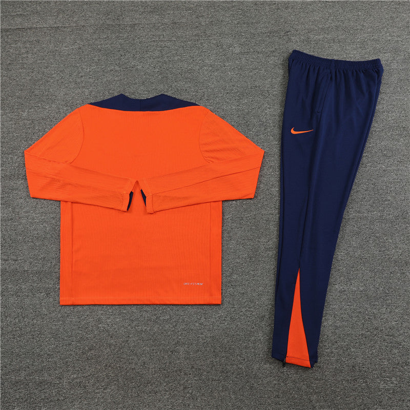 2025 Netherlands Orange And Blue 1/4 Zip Tracksuit