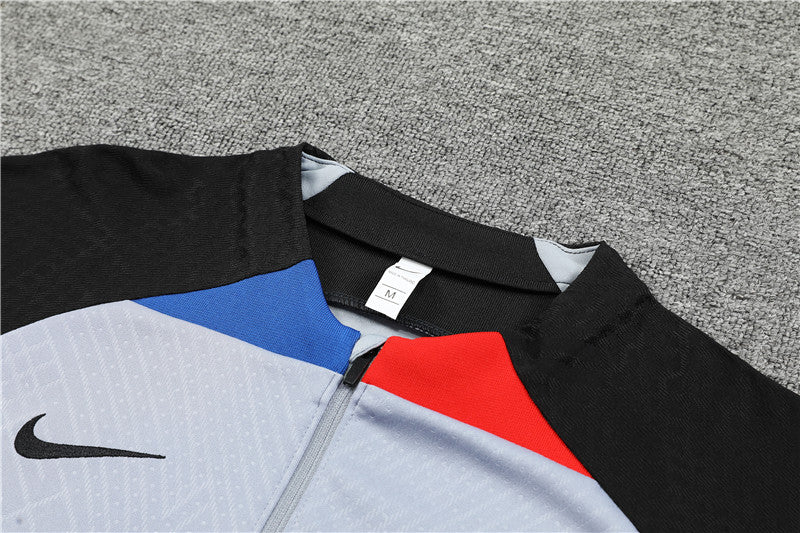 22/23 FC Barcelona Grey, Red And Blue 1/4 Zip Tracksuit