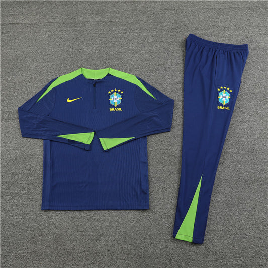 2025 Brazil Dark Blue 1/4 Zip Tracksuit