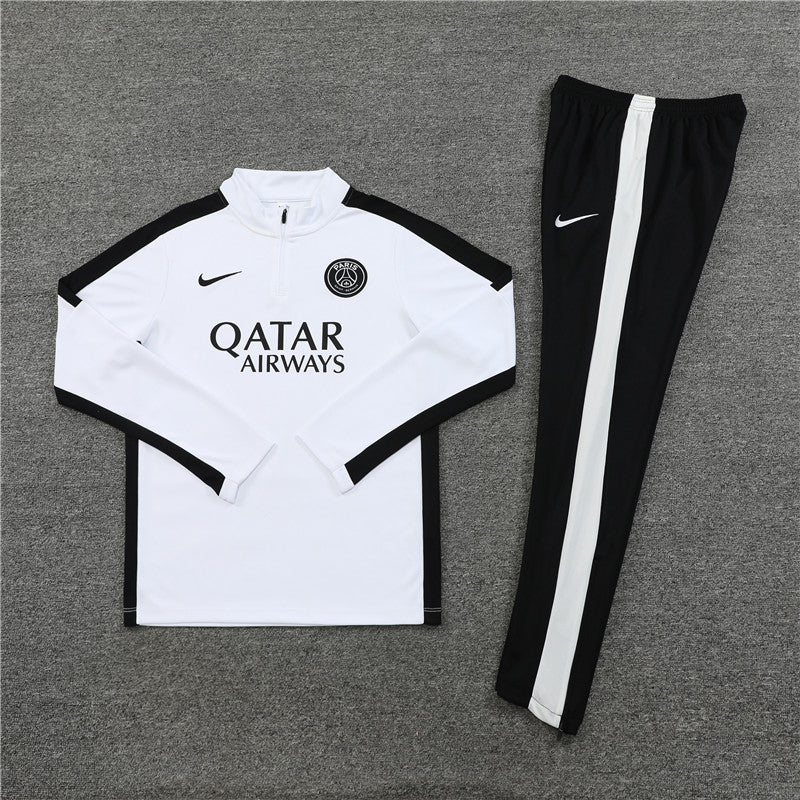 23/24 PSG White And Black 1/4 Zip Tracksuit