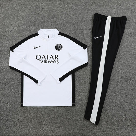 23/24 PSG White And Black 1/4 Zip Tracksuit