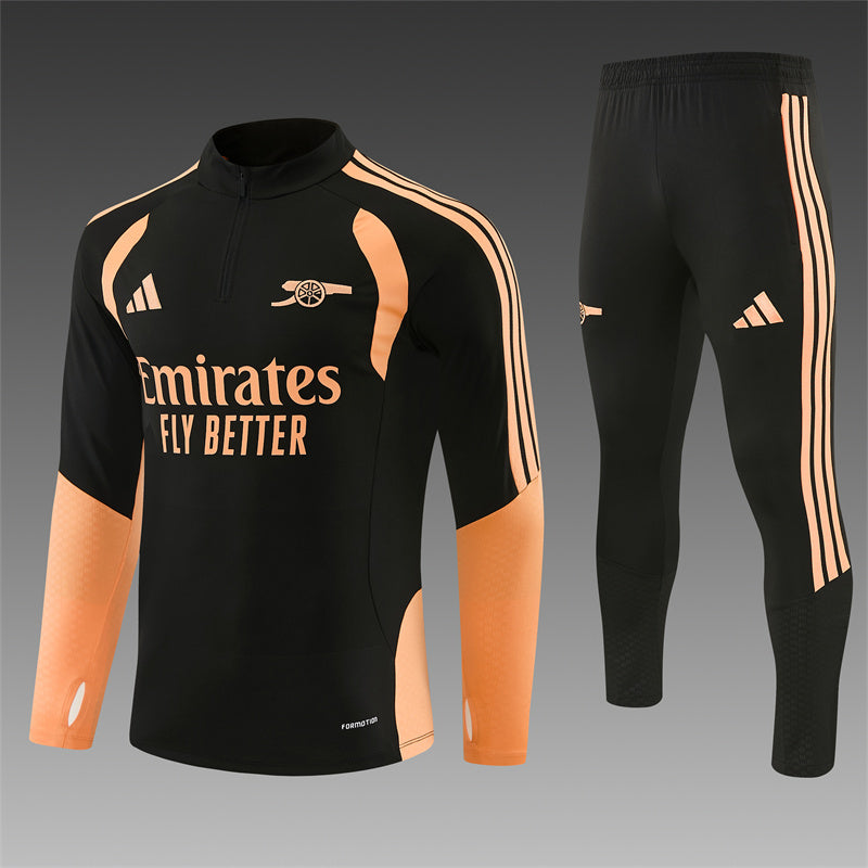 26/27 Arsenal Black And Orange 1/4 Zip Tracksuit
