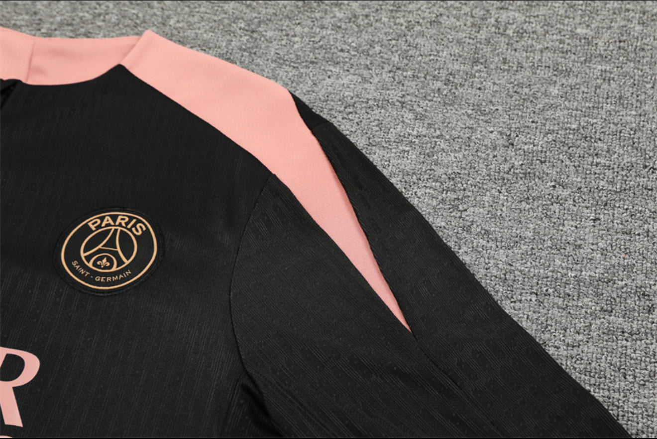 24/25 Jordan x PSG Black And Salmon Pink 1/4 Zip Tracksuit