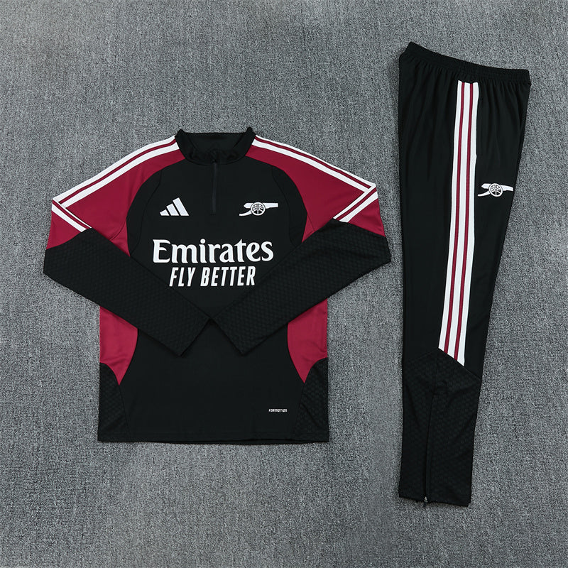 Arsenal Black And Burgundy 1/4 Zip Tracksuit