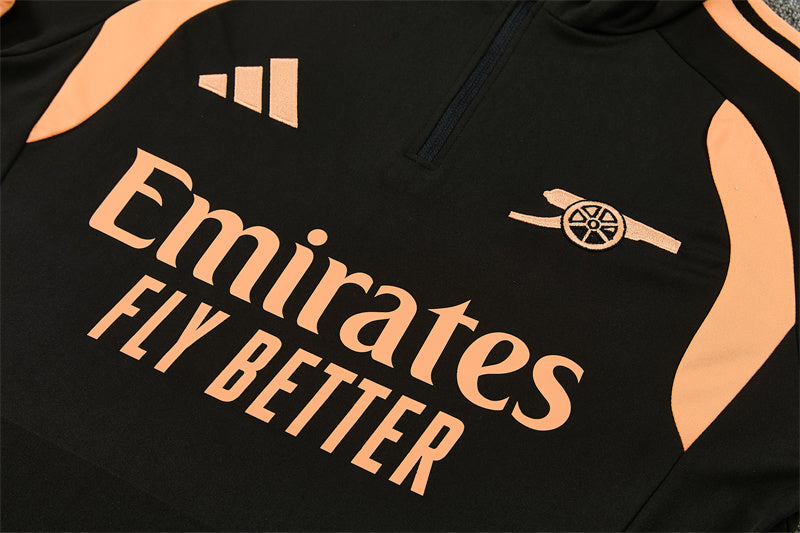 26/27 Arsenal Black And Orange 1/4 Zip Tracksuit