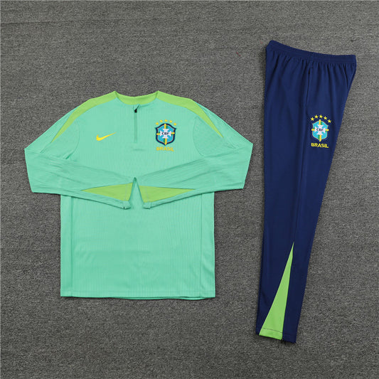 2025 Brazil Green And Blue 1/4 Zip Tracksuit