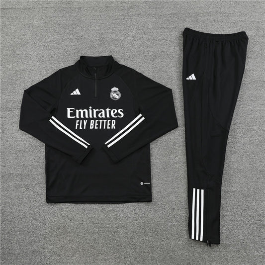 23/24 Real Madrid Black 1/4 Zip Tracksuit