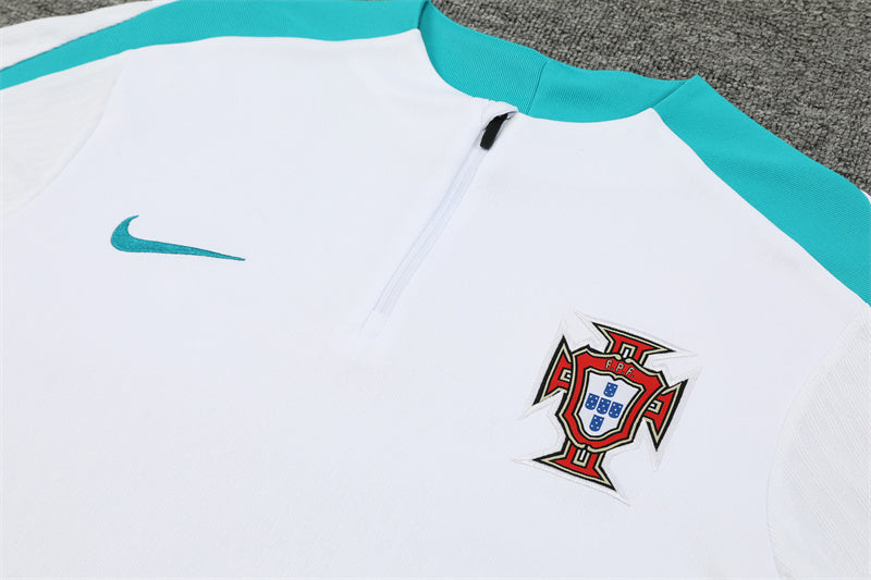 2025 Portugal White And Green 1/4 Zip Tracksuit