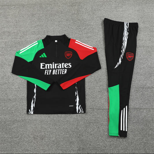 24/25 Arsenal FC Black, Green And Red 1/4 Zip Tracksuit