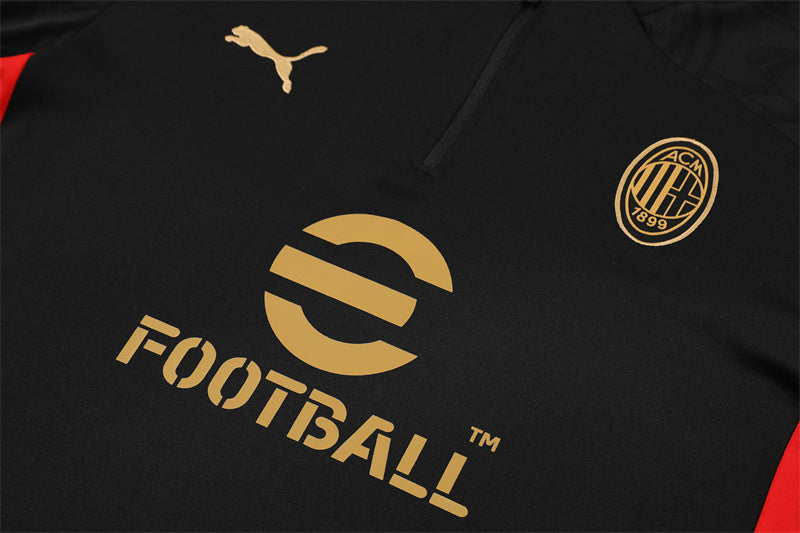 24/25 AC Milan Black 1/4 Zip Tracksuit