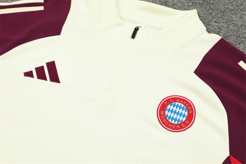 24/25 FC Bayern Munich Red And Cream 1/4 Zip Tracksuit