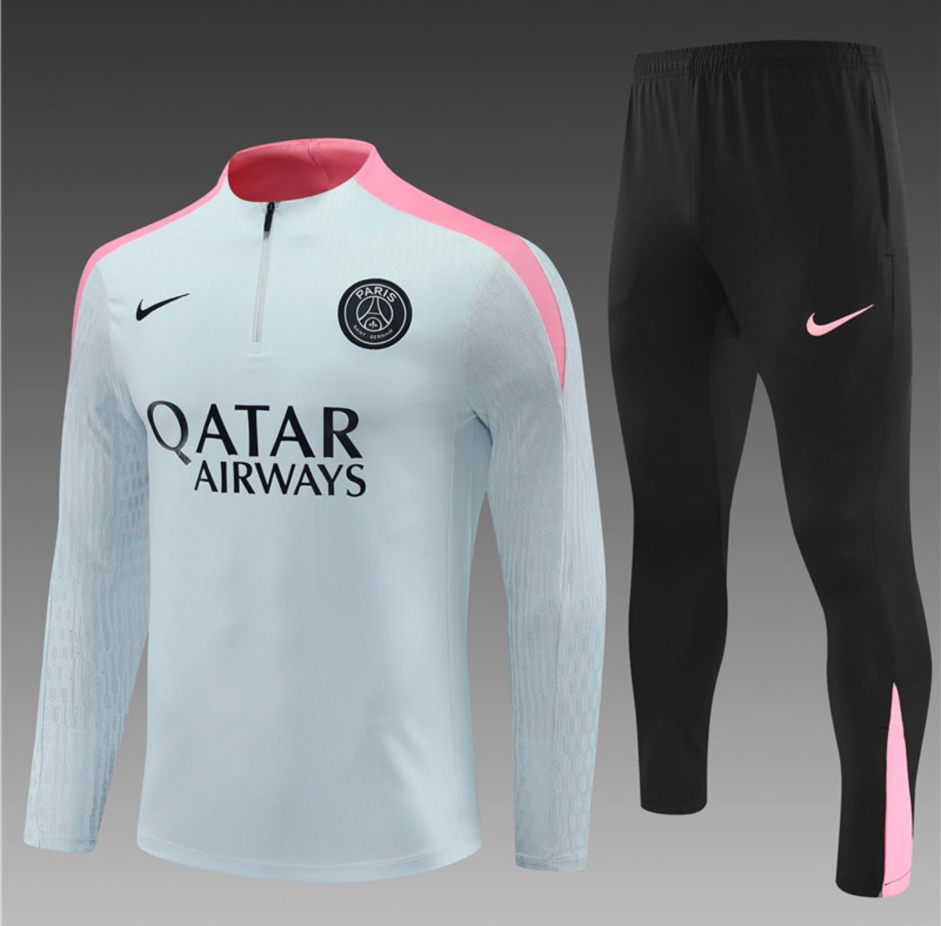 24/25 PSG Grey, Pink And Black 1/4 Zip Tracksuit