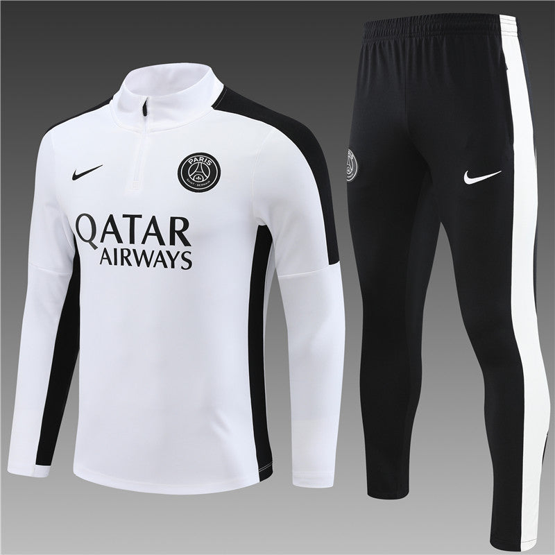 23/24 PSG White And Black 1/4 Zip Tracksuit