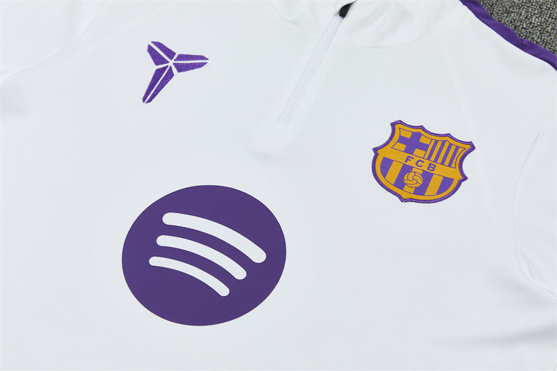 Barcelona x Kobe Bryant White, Purple And Black 1/4 Zip Tracksuit