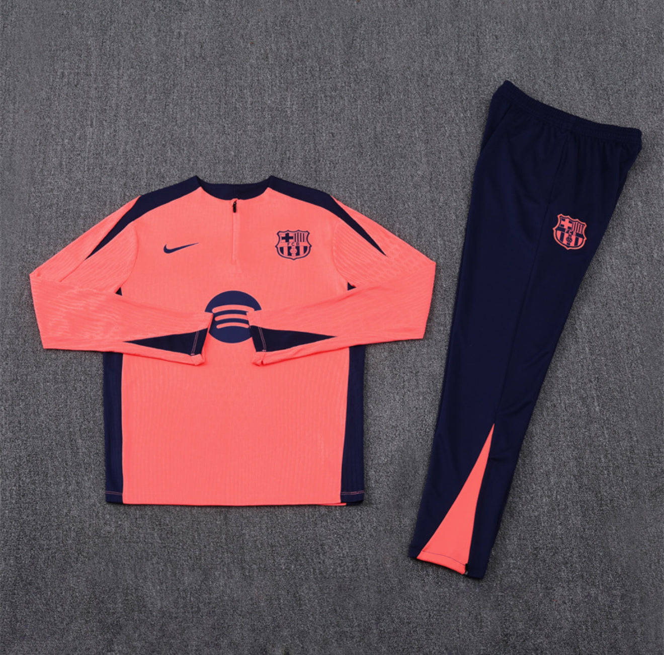 24/25 FC Barcelona Orange And Navy 1/4 Zip Tracksuit