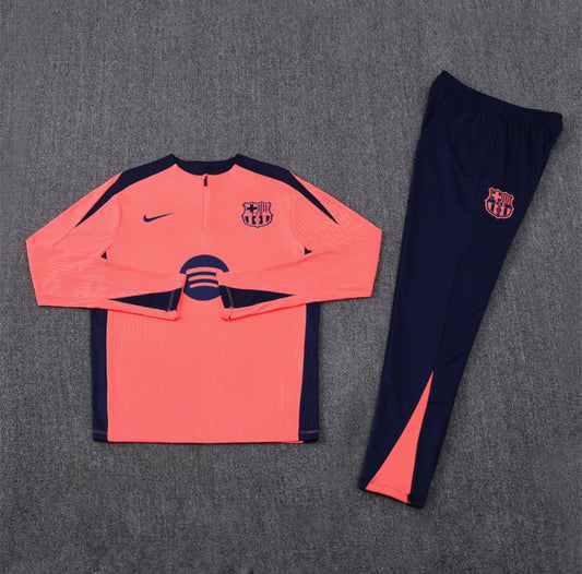 24/25 FC Barcelona Orange And Navy 1/4 Zip Tracksuit