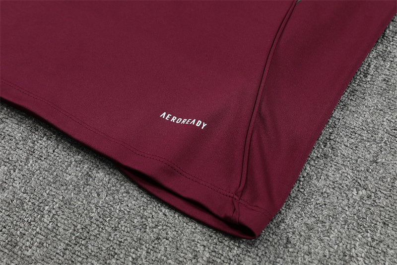 25/26 Arsenal FC Burgundy And Grey 1/4 Zip Tracksuit