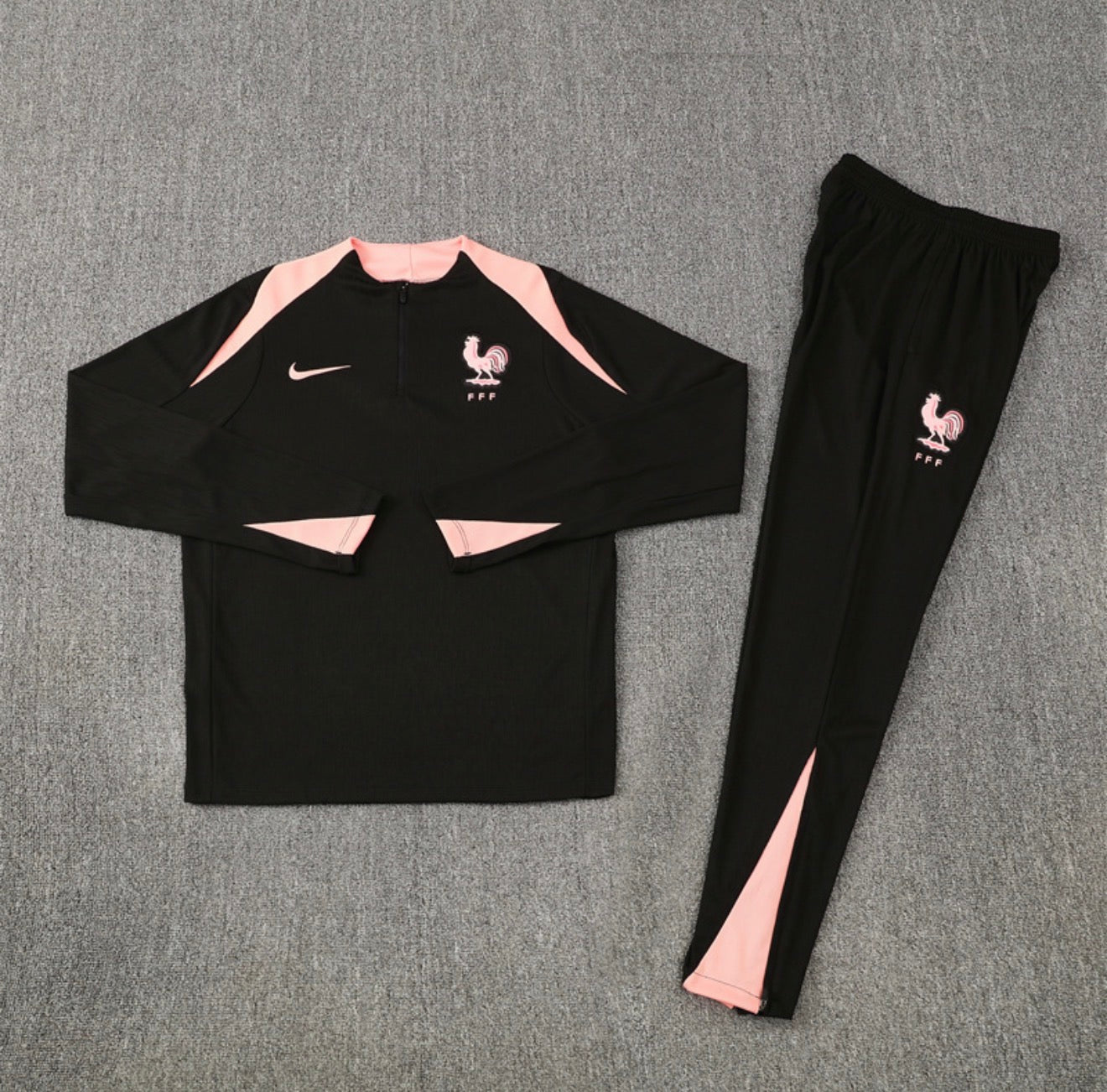 2025 France Black 1/4 Zip Tracksuit