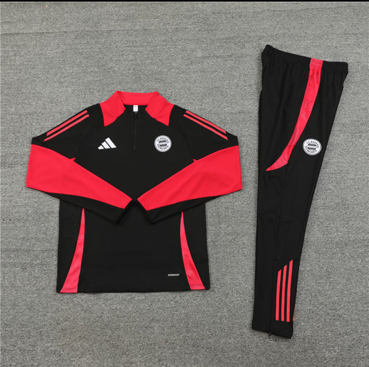 24/25 FC Bayern Munich Black And Red 1/4 Zip Tracksuit