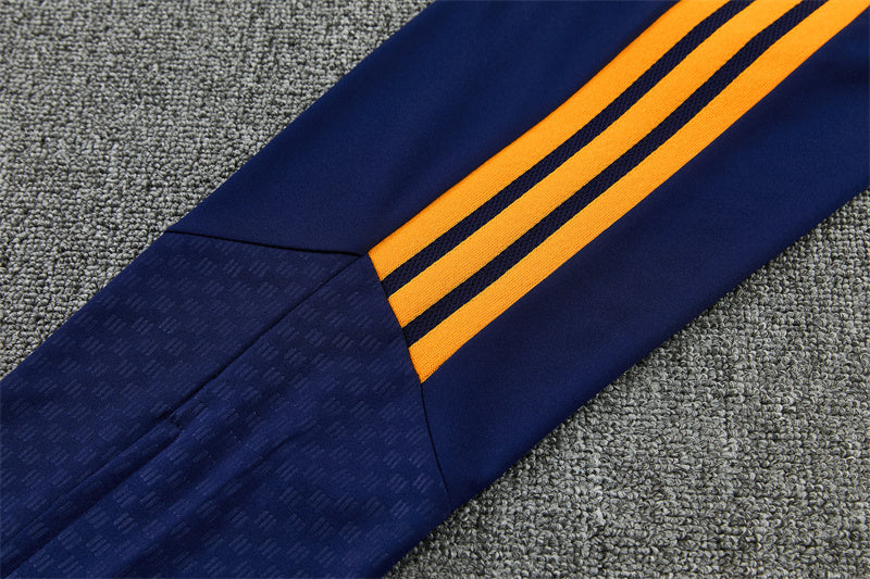 26/27 Real Madrid Navy And Orange 1/4 Zip Tracksuit
