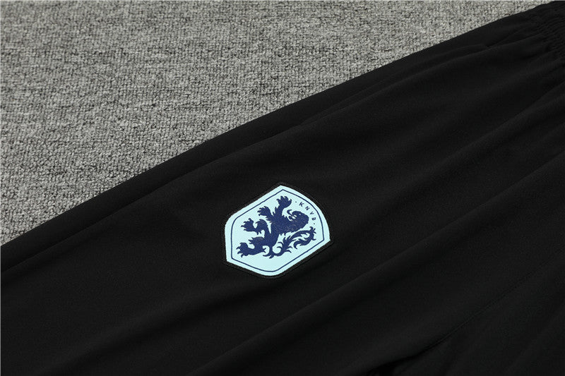 2025 Netherlands Black And Blue 1/4 Zip Tracksuit