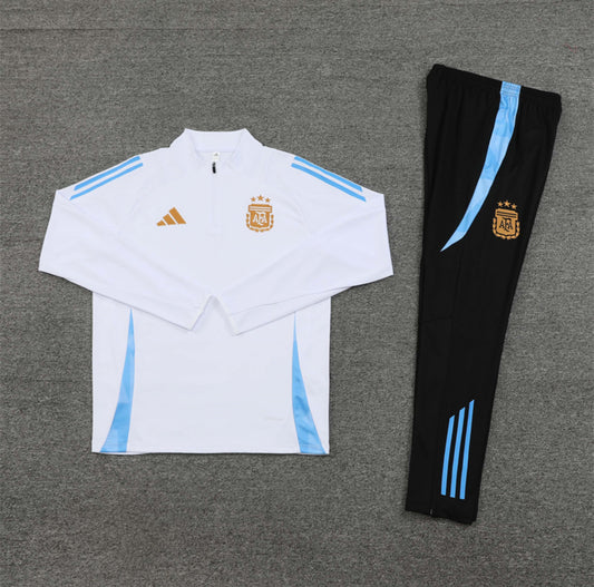 2025 Argentina White And Black 1/4 Zip Tracksuit