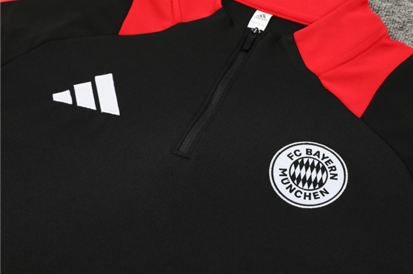 24/25 FC Bayern Munich Black And Red 1/4 Zip Tracksuit