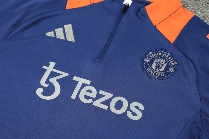 24/25 Manchester United Blue And Orange 1/4 Zip Tracksuit