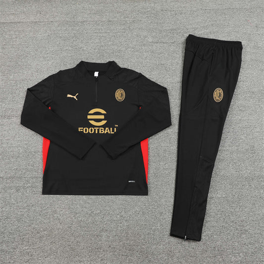 24/25 AC Milan Black 1/4 Zip Tracksuit
