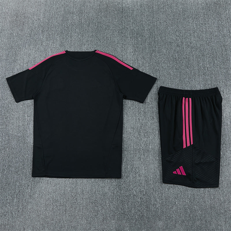 Real Madrid Black And Pink Shorts Set