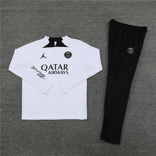 24/25 Jordan x PSG White And Black 1/4 Zip Tracksuit