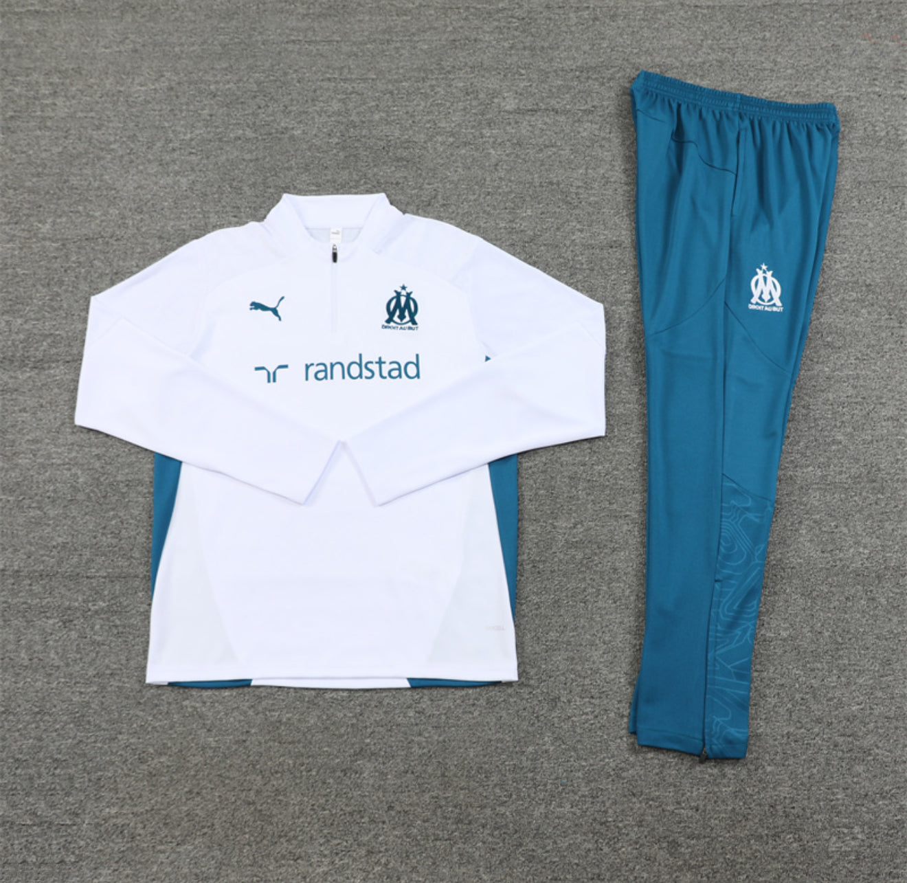 24/25 Marseille White And Blue 1/4 Zip Tracksuit