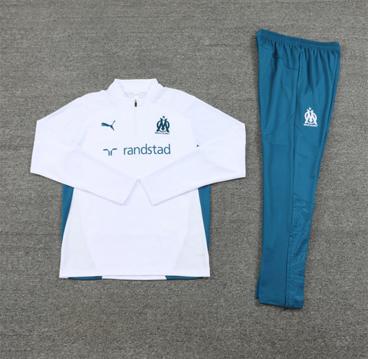 24/25 Marseille White And Blue 1/4 Zip Tracksuit