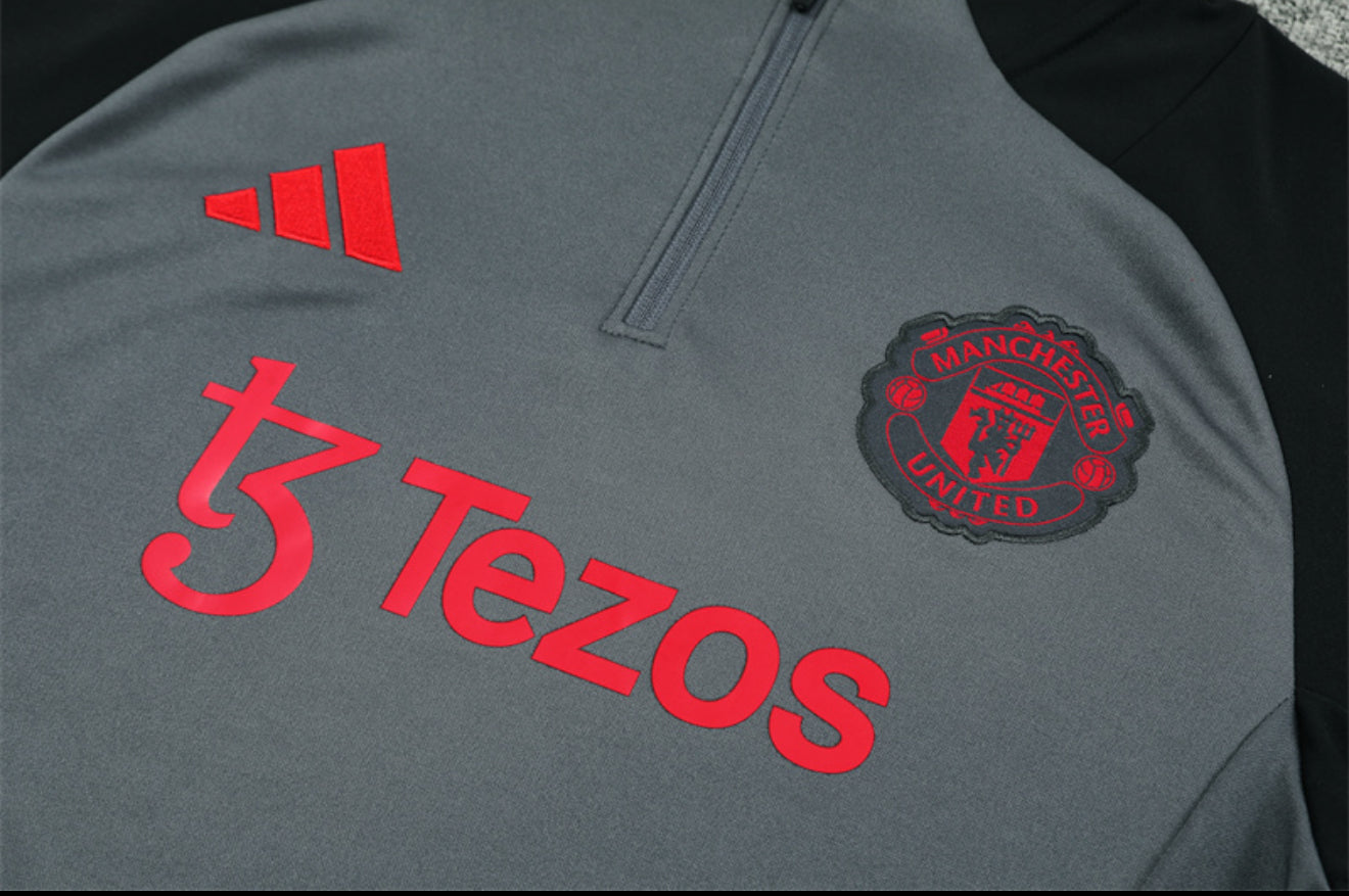 24/25 Manchester United Dark Grey 1/4 Zip Tracksuit