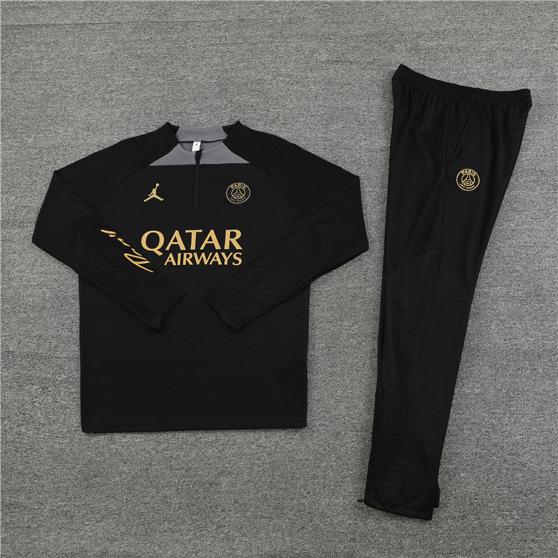 23/24 Jordan x PSG Black And Gold 1/4 Tracksuit