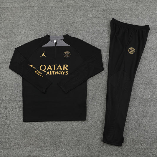 23/24 Jordan x PSG Black And Gold 1/4 Tracksuit